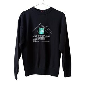 North Face Hoodie Large Black Pullover Sweatshirt Never Stop Exploring SZ Small